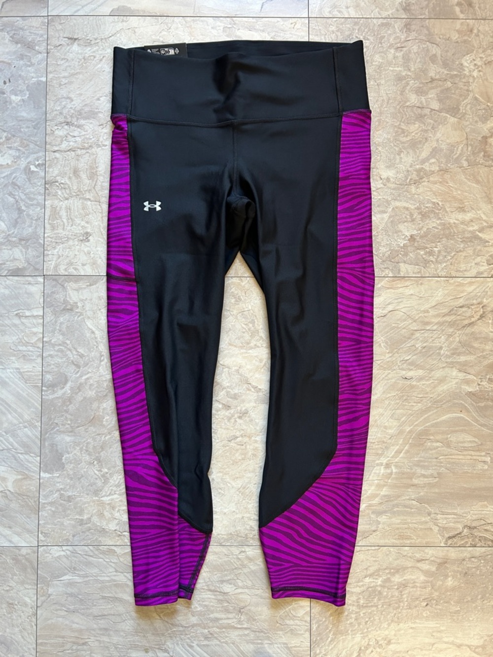 Under Armour compression Leggings with Purple Zebra Side Panels high-rise